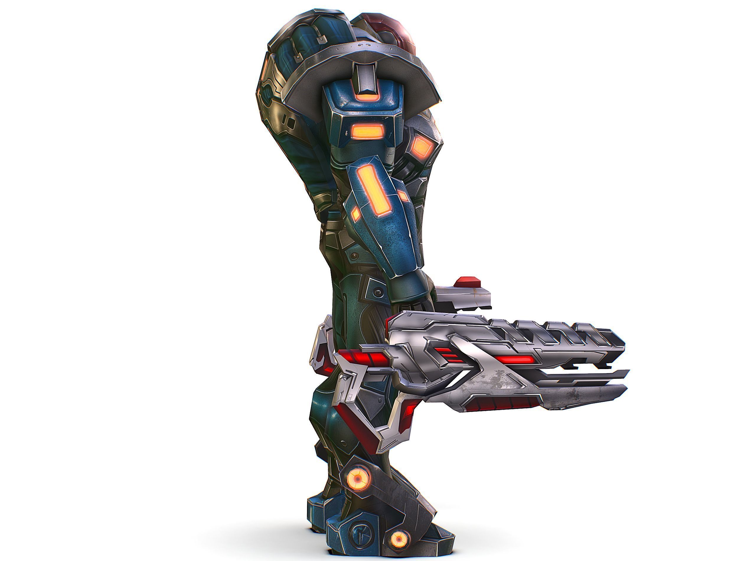 Cartoon Sci-Fi Cyborg Drone Trooper Soldier Low-poly 3D model_14