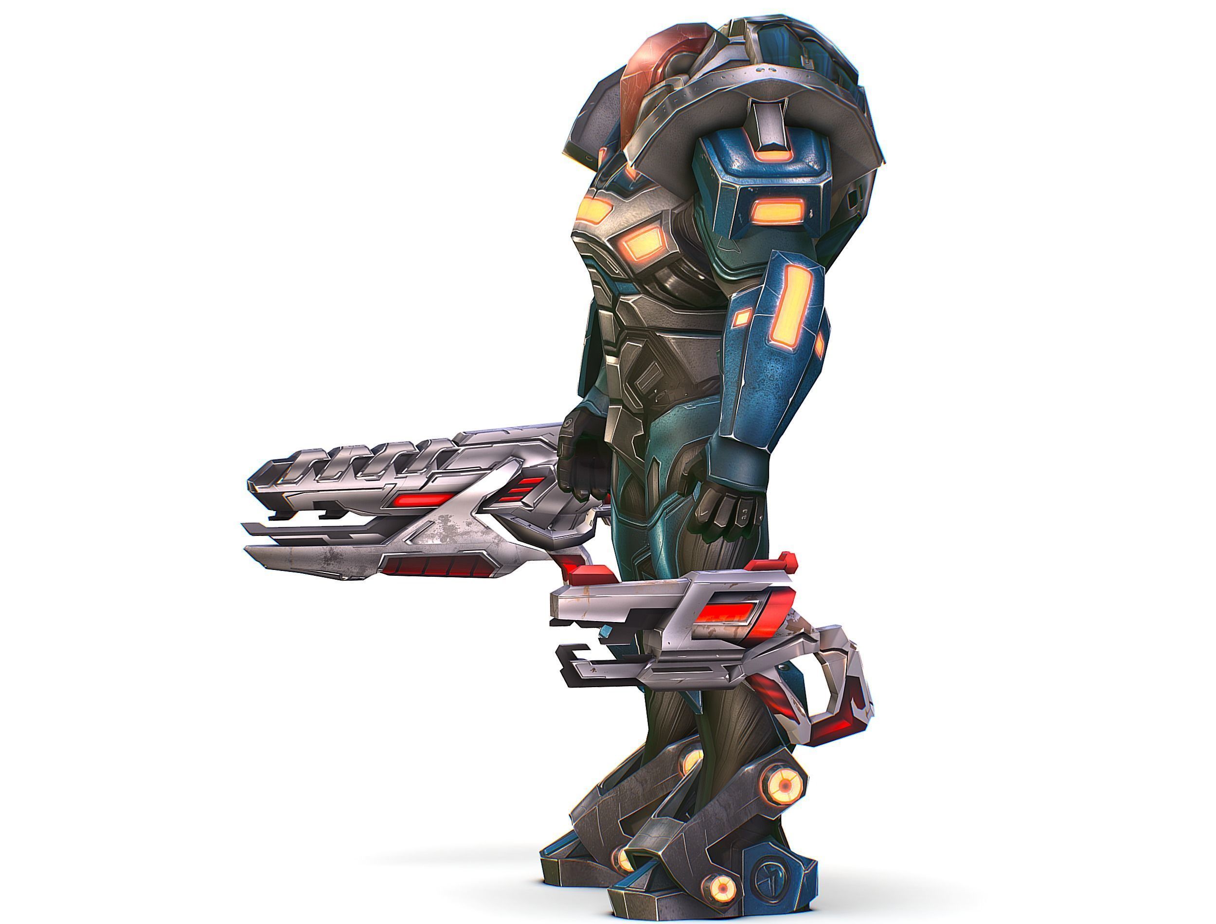 Cartoon Sci-Fi Cyborg Drone Trooper Soldier Low-poly 3D model_6