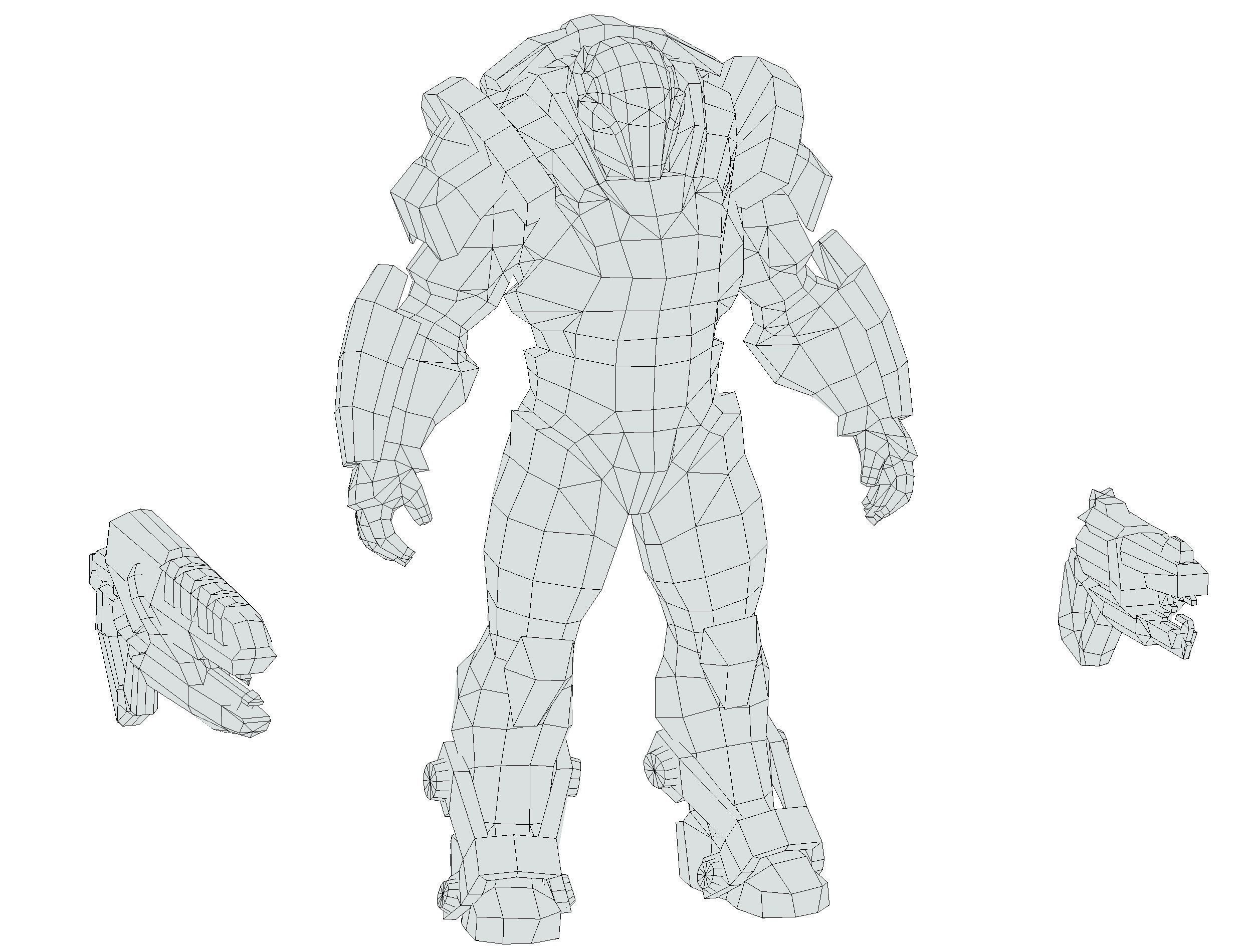 Cartoon Sci-Fi Cyborg Drone Trooper Soldier Low-poly 3D model_83