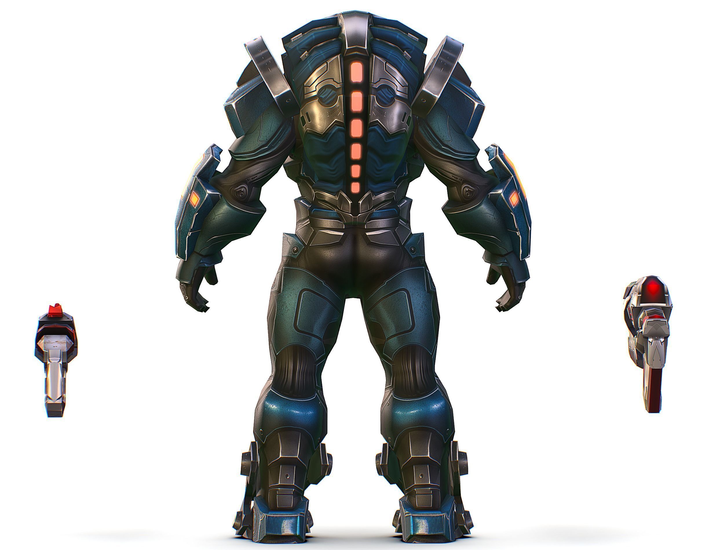 Cartoon Sci-Fi Cyborg Drone Trooper Soldier Low-poly 3D model_11