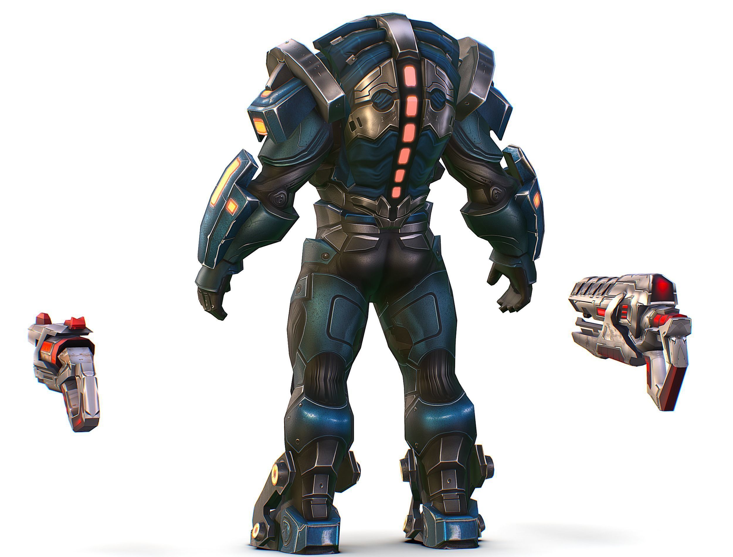 Cartoon Sci-Fi Cyborg Drone Trooper Soldier Low-poly 3D model_10