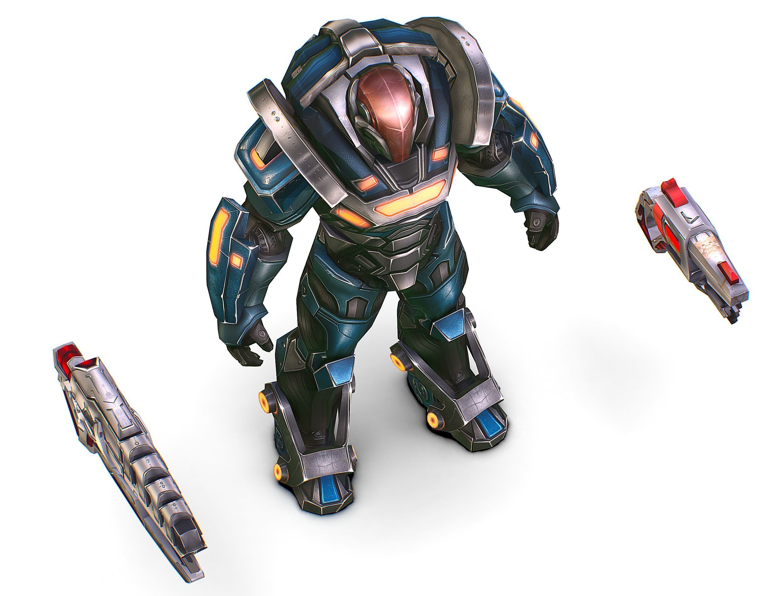 Cartoon Sci-Fi Cyborg Drone Trooper Soldier Low-poly 3D model_33