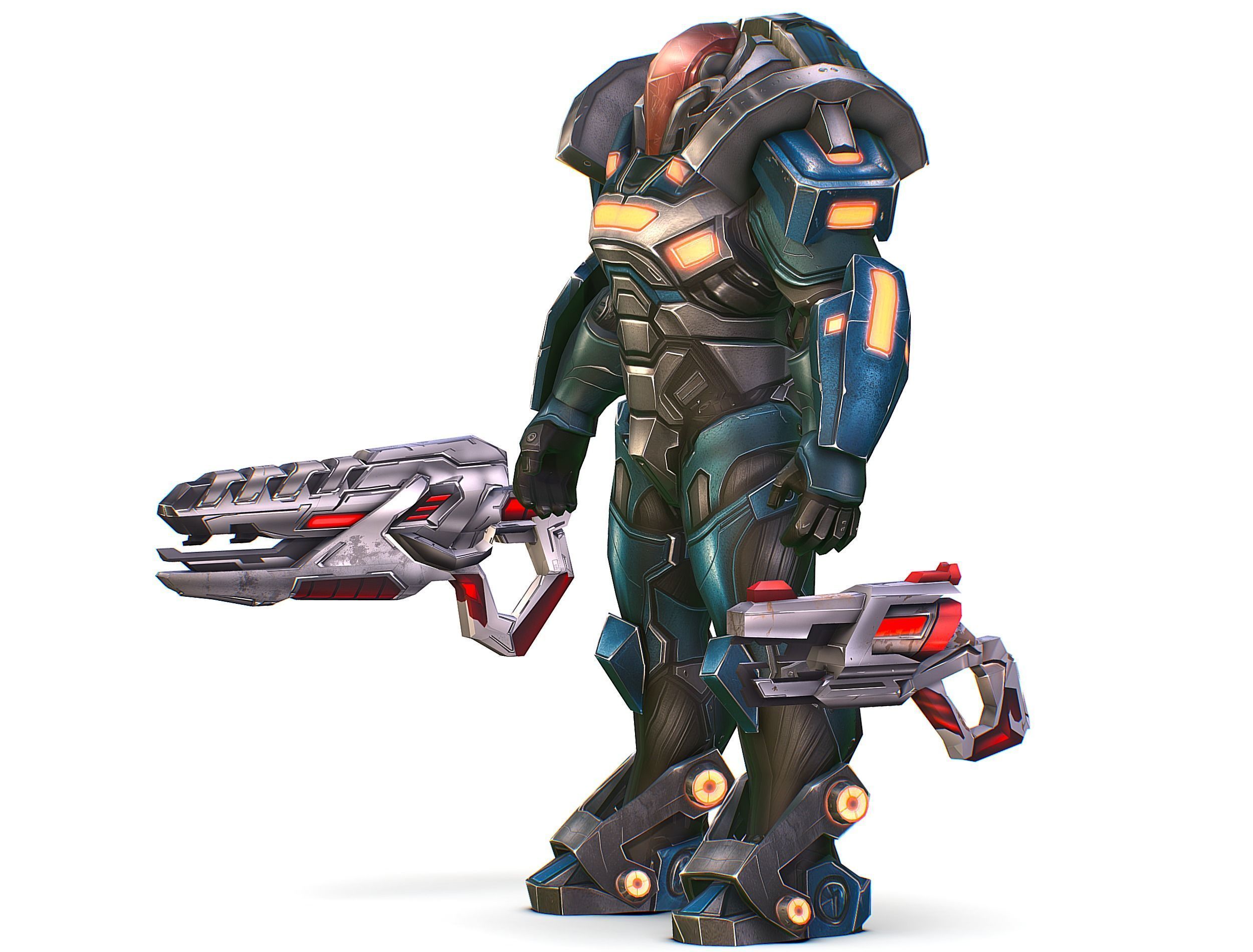 Cartoon Sci-Fi Cyborg Drone Trooper Soldier Low-poly 3D model_5