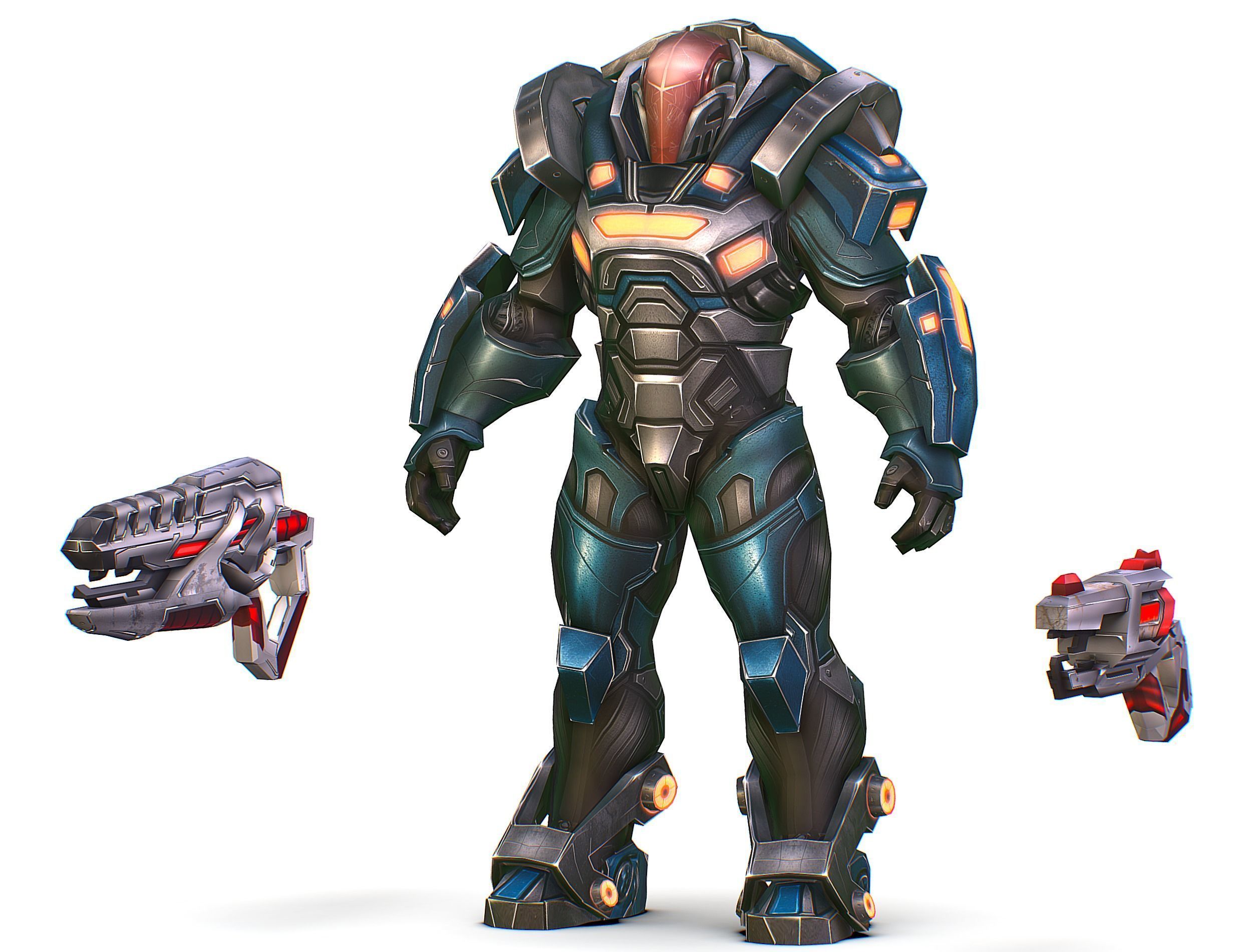 Cartoon Sci-Fi Cyborg Drone Trooper Soldier Low-poly 3D model_3