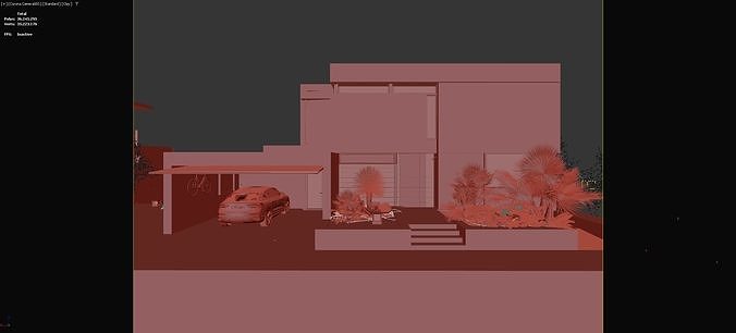 Modern Luxury Single-Family House with Pool 3D Scene  3D model 6