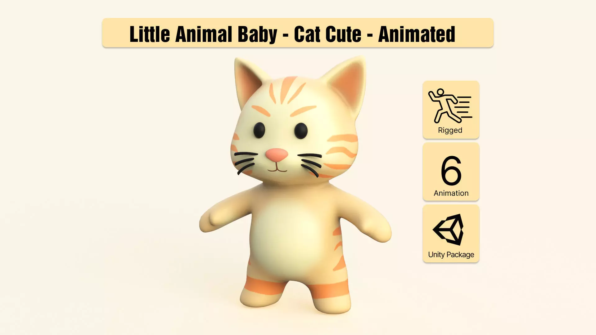 Little animal baby - Cat cute - Animated Low-poly 3D model