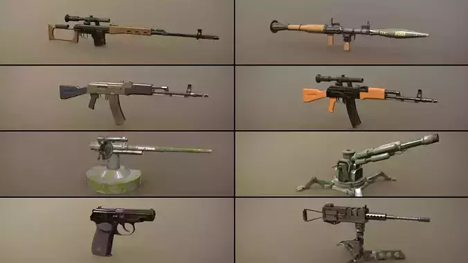 Military Weapons  Low-poly 3D model