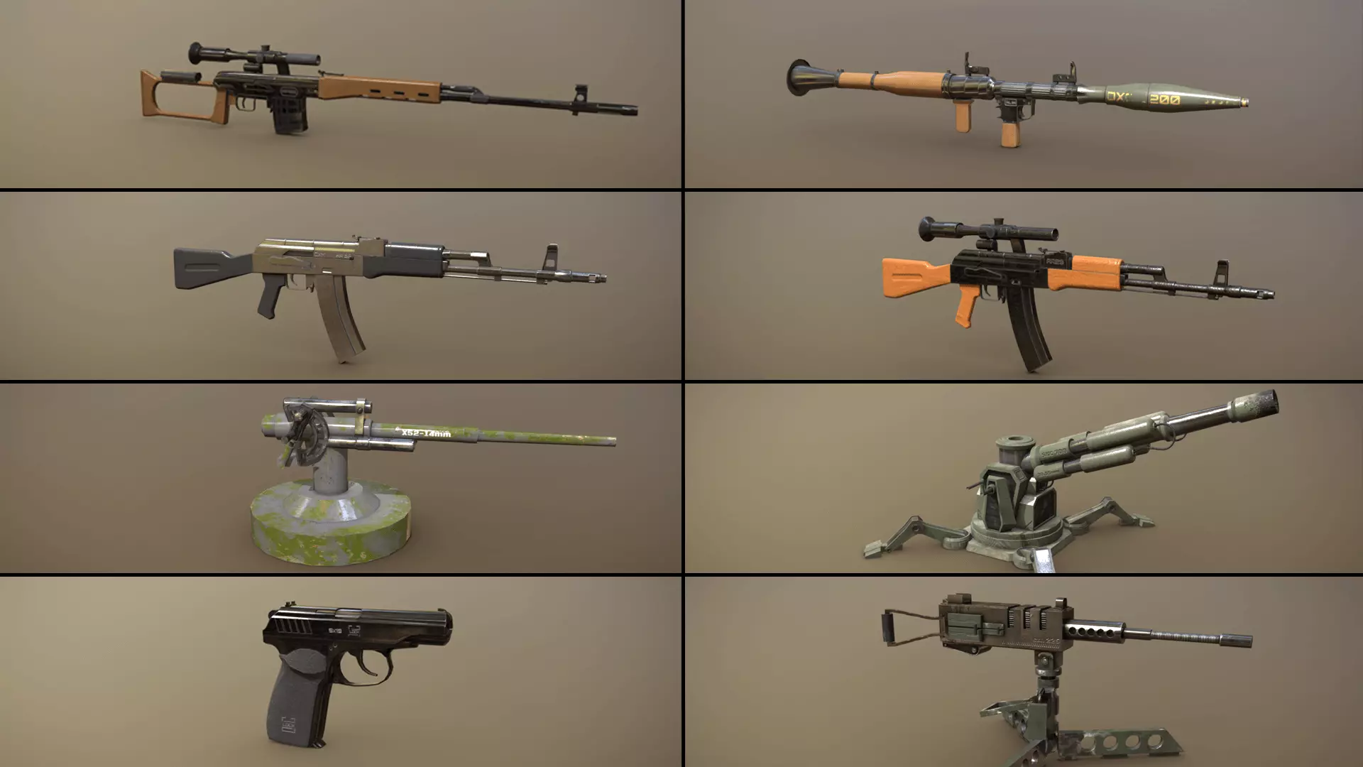 Military Weapons  Low-poly 3D model_0