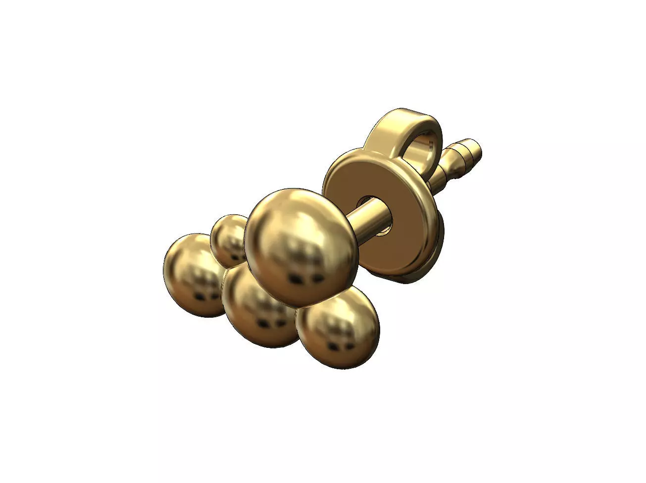 Bubble cloud stud earring 3D print model