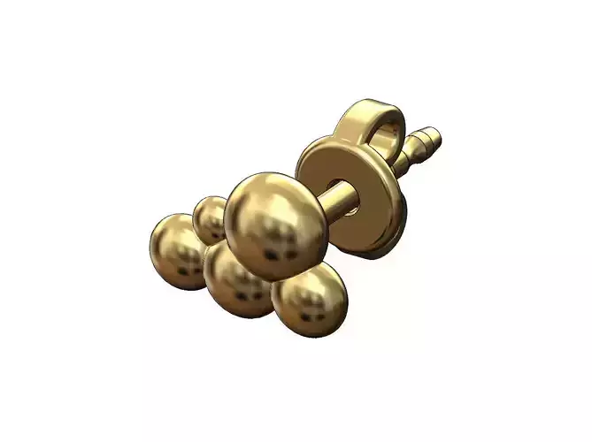 Bubble cloud stud earring 3D print model