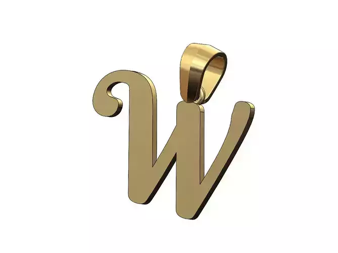 W letter initial berkshire swash font pendant charm bail