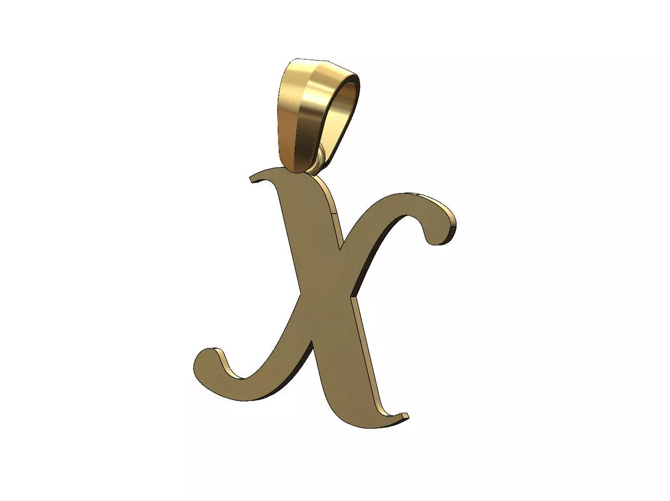 X letter initial berkshire swash font pendant charm bail 3D print model