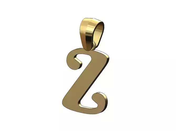 Z letter initial berkshire swash font pendant charm bail 3D print model