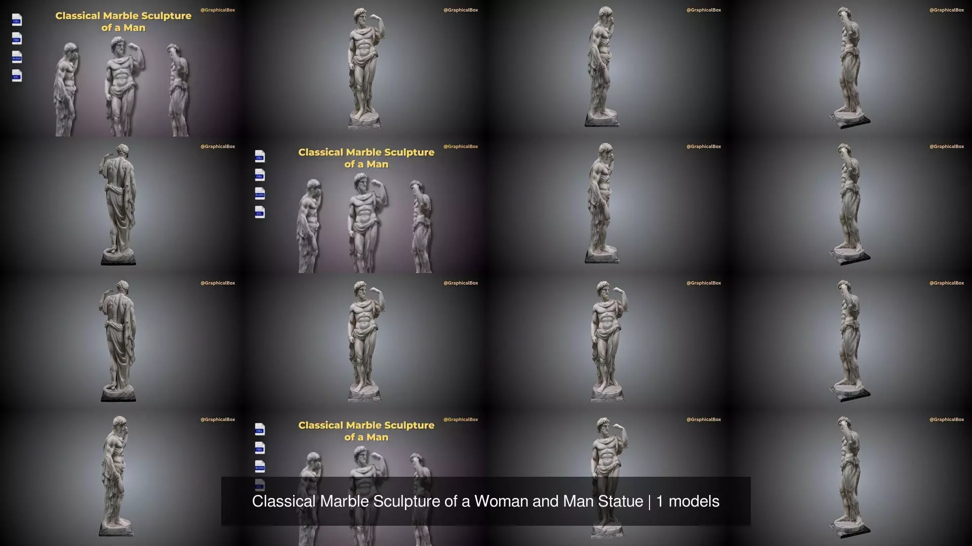 Classical Marble Sculpture of a Woman and Man Statue 3D Model Collection_2