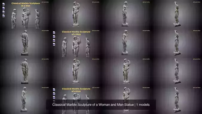 Classical Marble Sculpture of a Woman and Man Statue