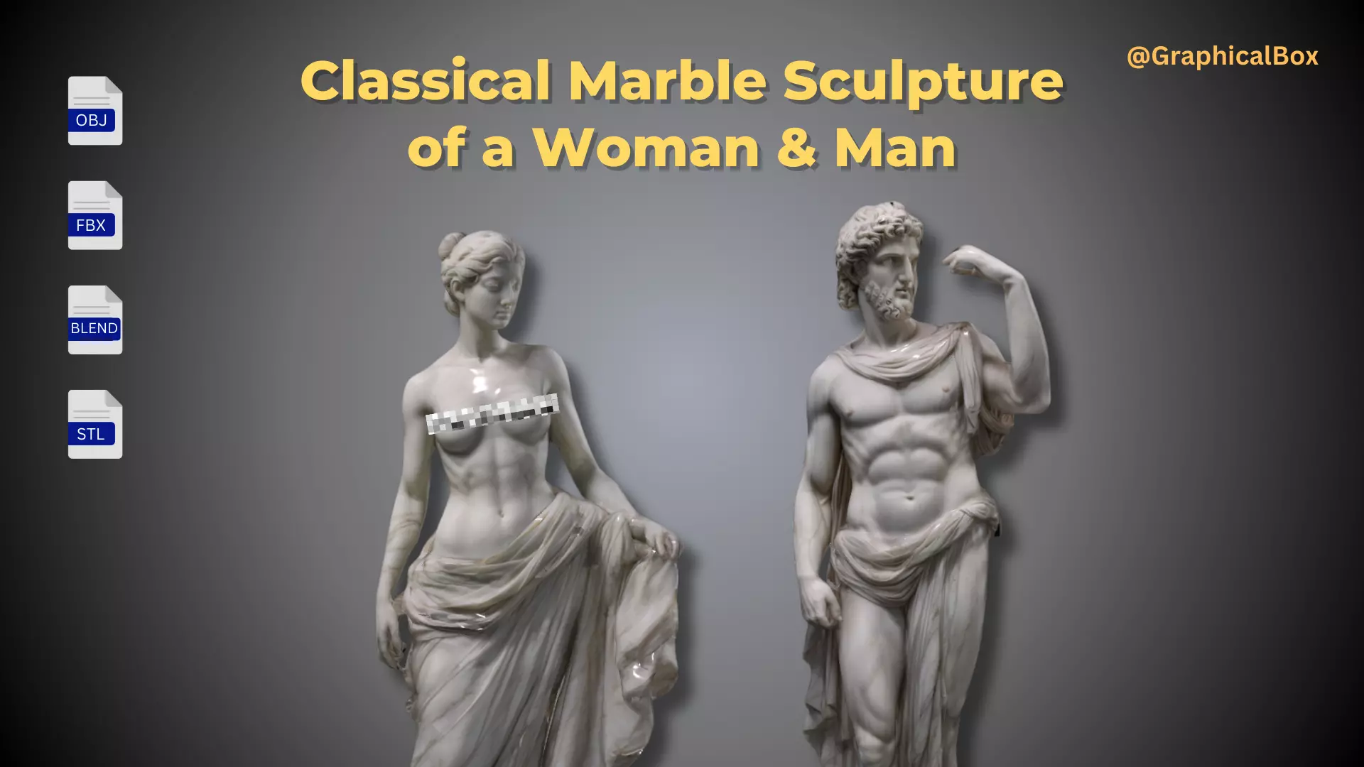 Classical Marble Sculpture of a Woman and Man Statue 3D Model Collection_0