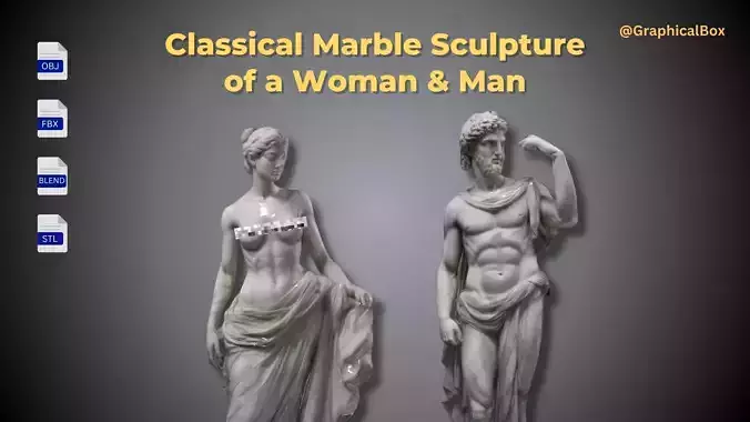 Classical Marble Sculpture of a Woman and Man Statue 3D Model Collection