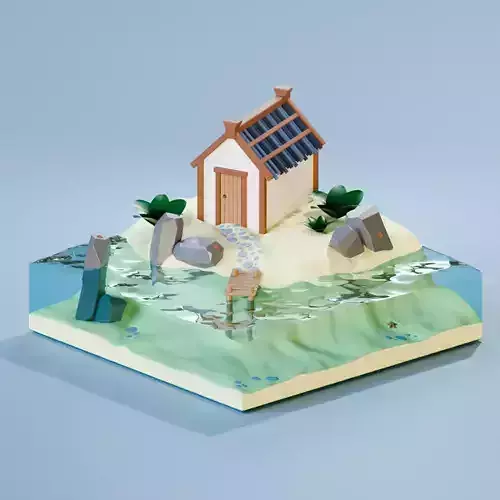 A house by the sea with a pier