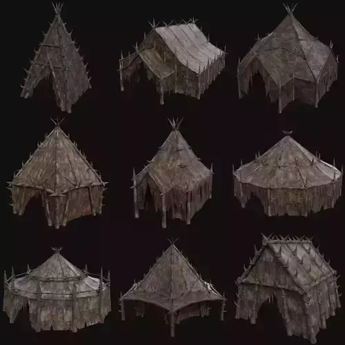ORC ORCISH BARBARIAN TENT CAMP HOUSES COTTAGES TENTS COLLECTION