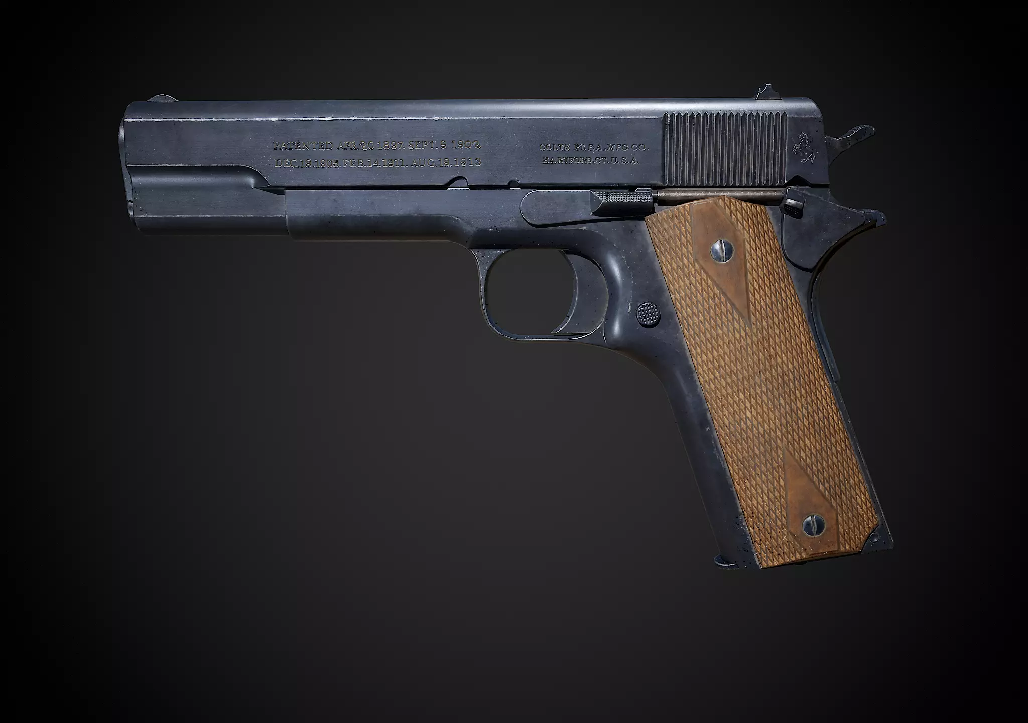 Colt M1911 Low-poly 3D model_0