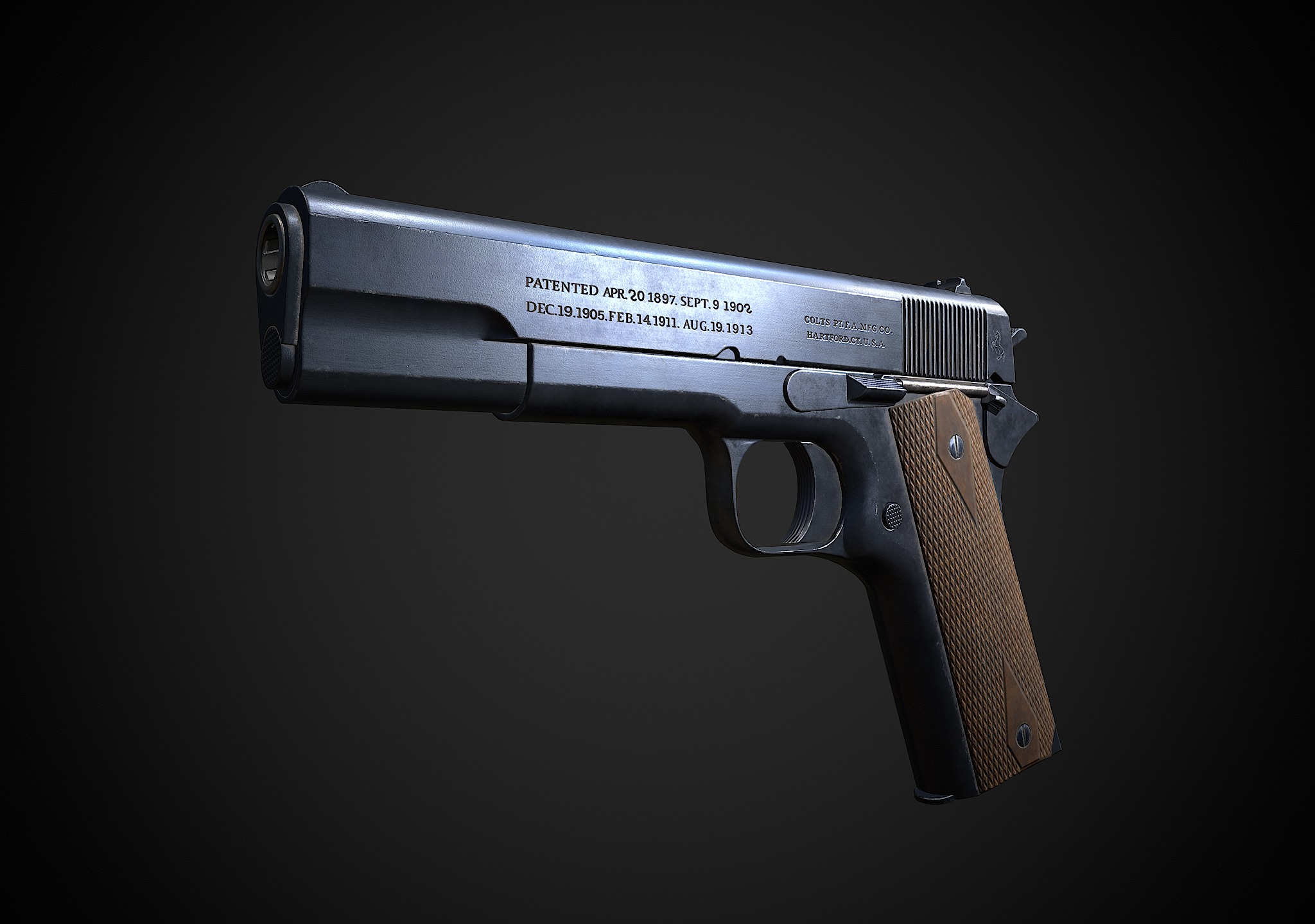 Colt M1911 Low-poly 3D model_4