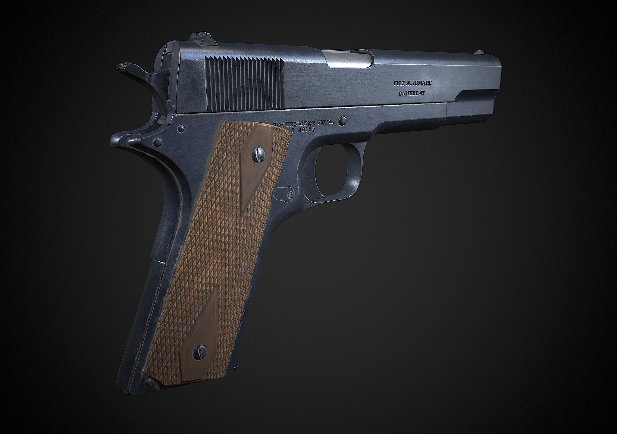 Colt M1911 Low-poly 3D model_3