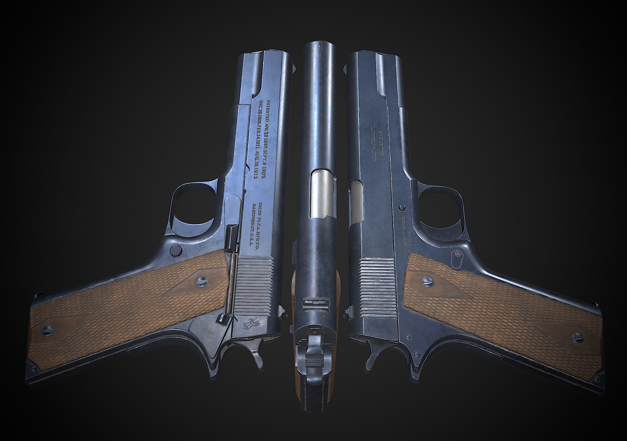 Colt M1911 Low-poly 3D model_2