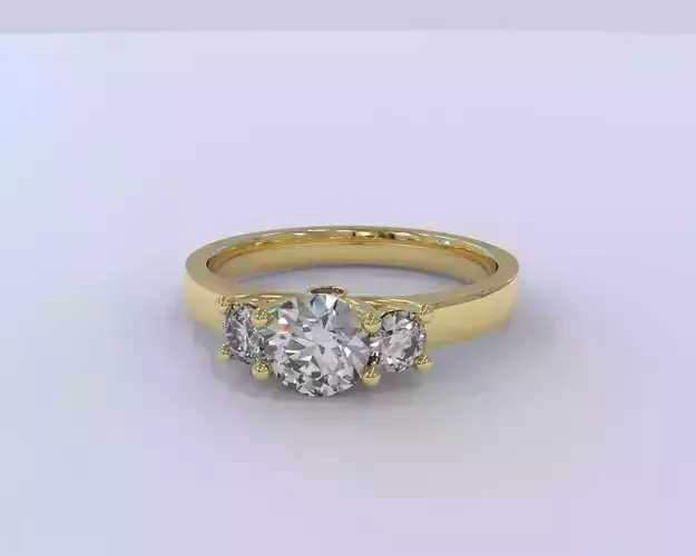 Classic and Ruby Accent Engagement Ring - 3D Model