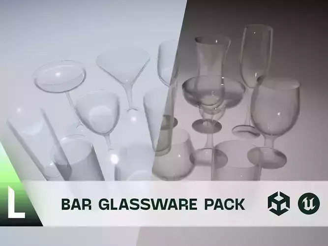 Bar Glassware Pack Low-poly 3D model
