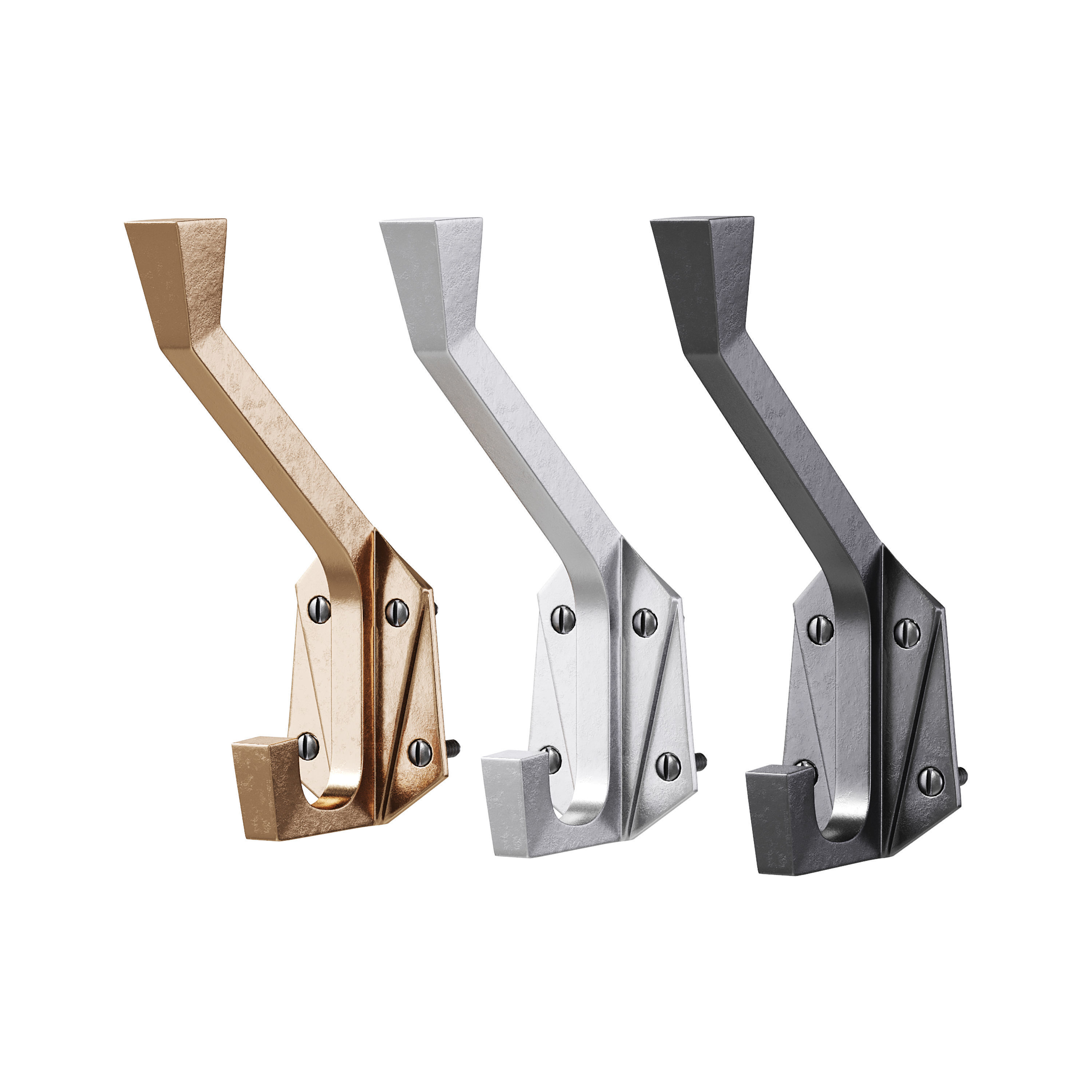 Renovator Supply Heavy Duty Coat Hooks Double Hook Coat Hanger 3D model_2