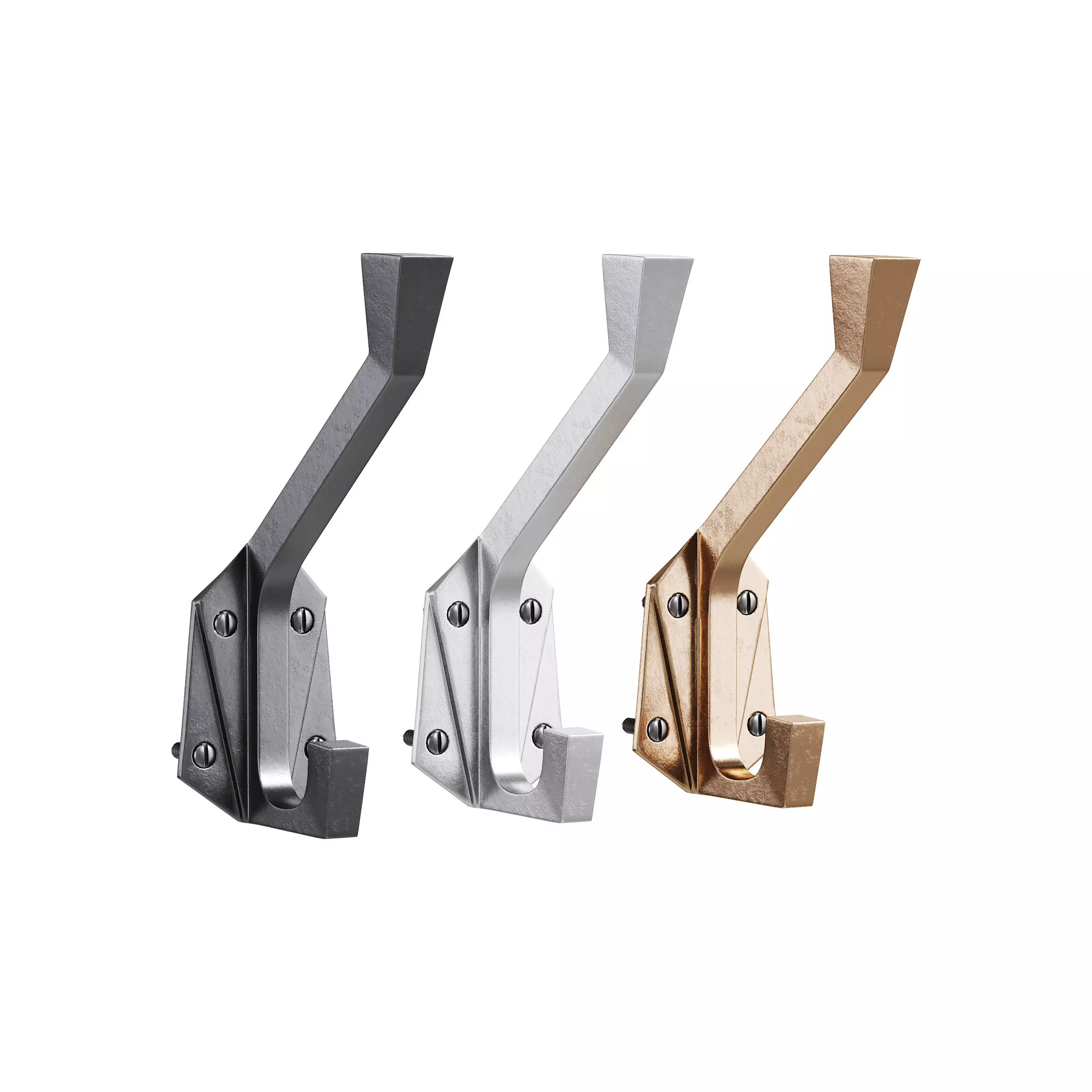 Renovator Supply Heavy Duty Coat Hooks Double Hook Coat Hanger 3D model_0