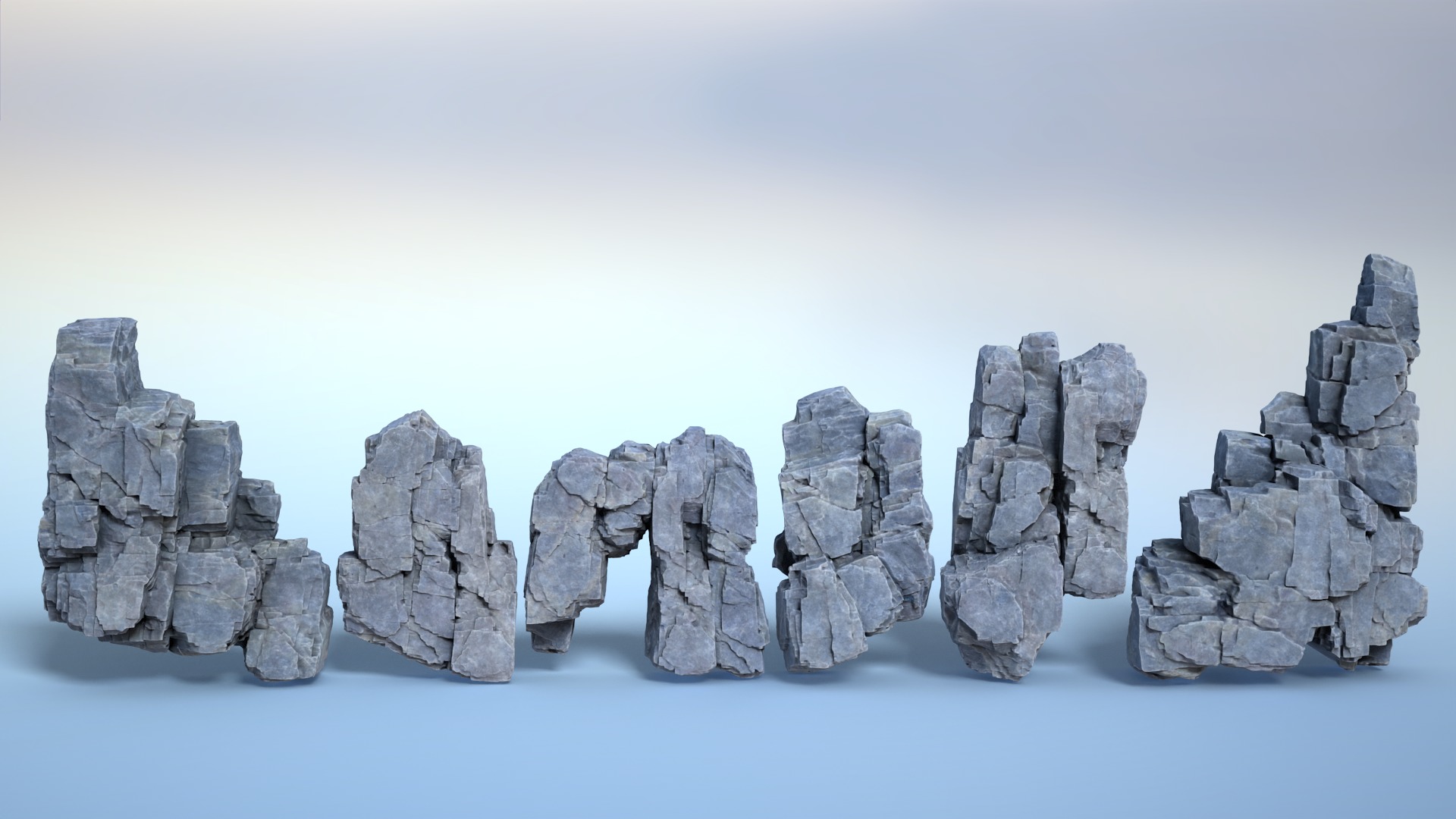 6 Modular Cliff Faces - 240915 Low-poly 3D model_1