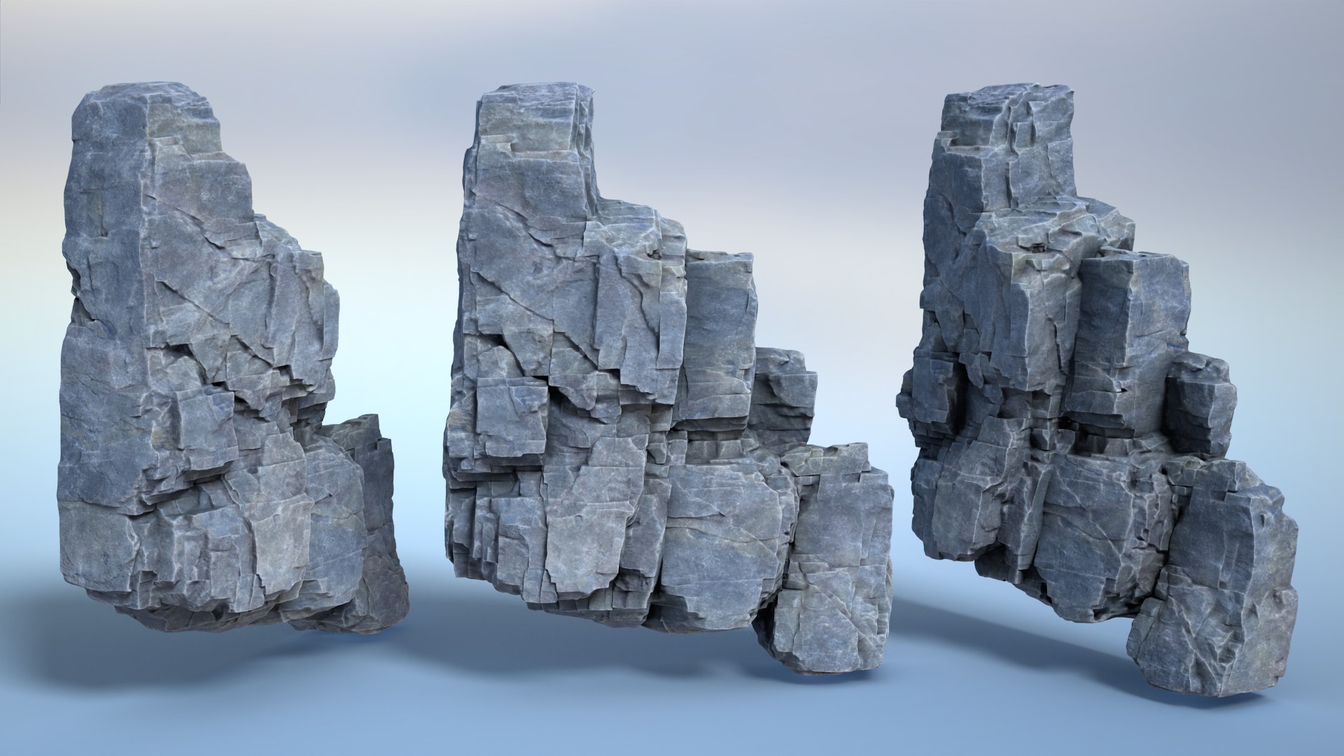 6 Modular Cliff Faces - 240915 Low-poly 3D model_3