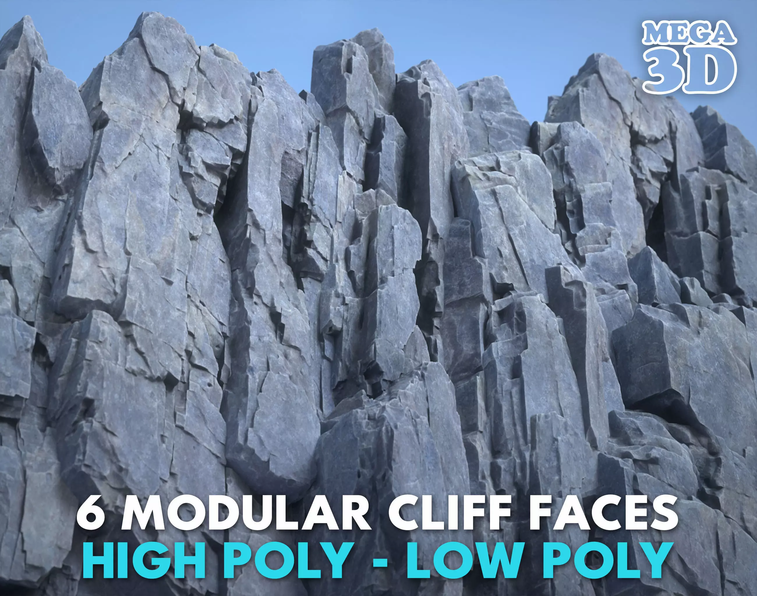 6 Modular Cliff Faces - 240915 Low-poly 3D model_0