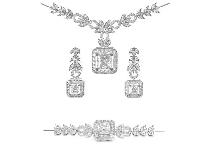 Two-tone gold jewelry set with diamonds and model  js0004 3D print model