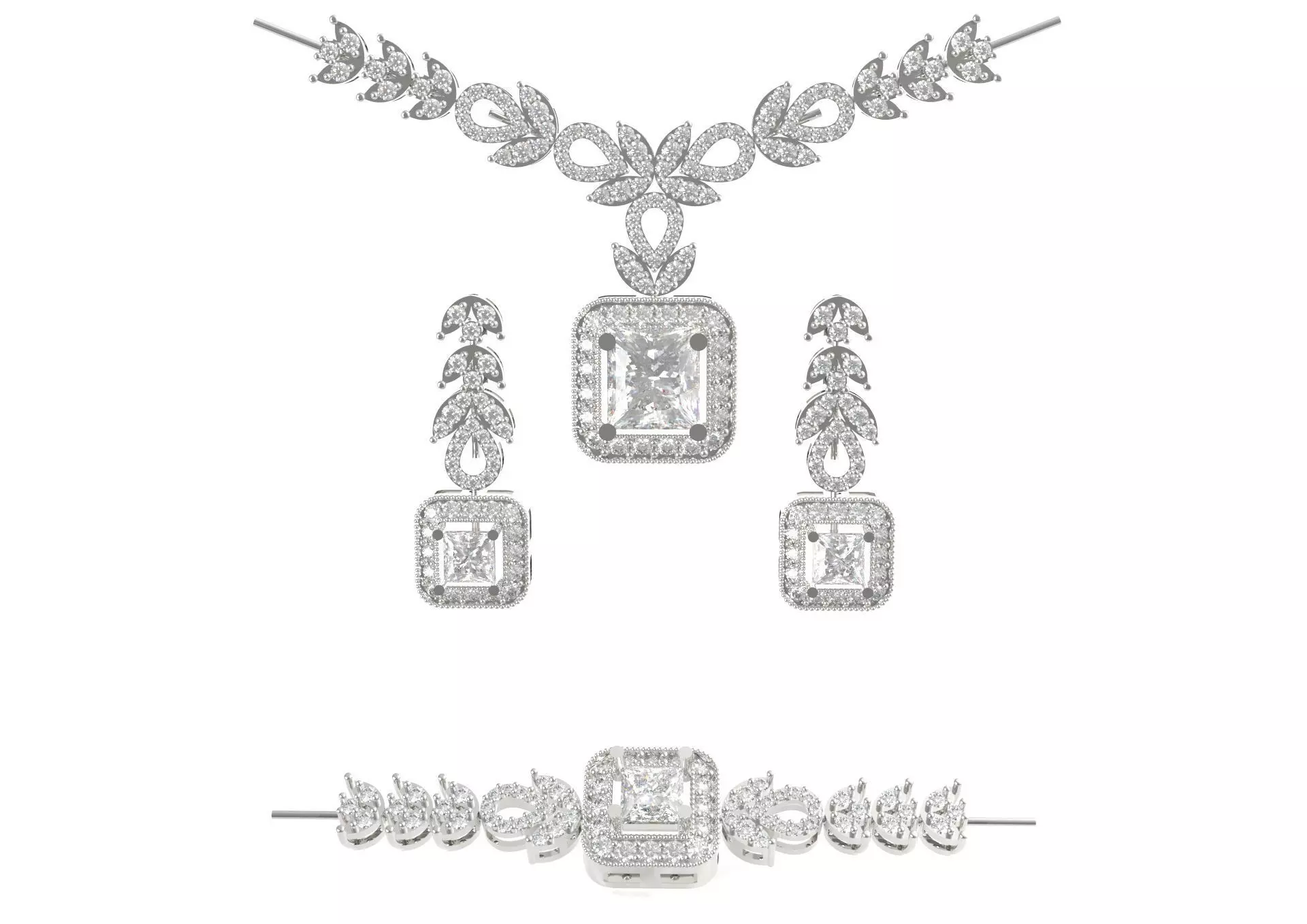 Two-tone gold jewelry set with diamonds and model js0004 3D print model