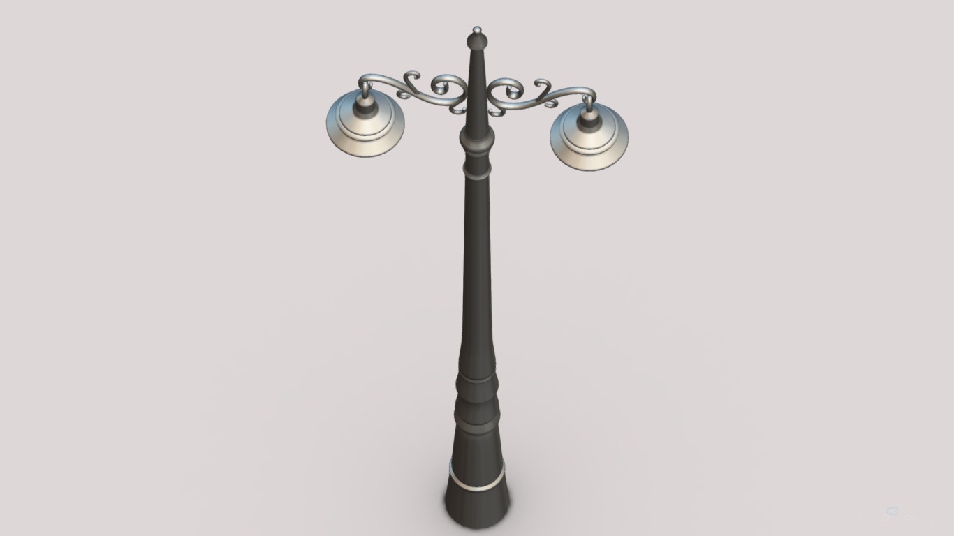 3D model of a street light lamp designed for use in game Low-poly 3D model_1