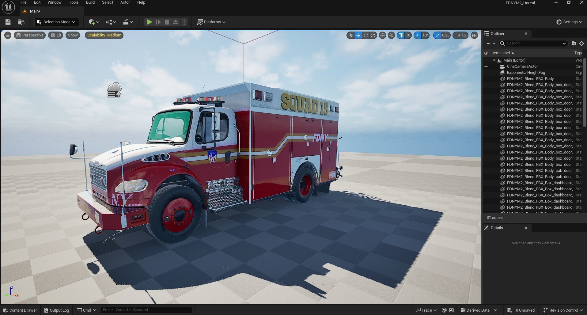 Fire Truck FDNY Squad Freightliner M2 106 Low-poly 3D model_51