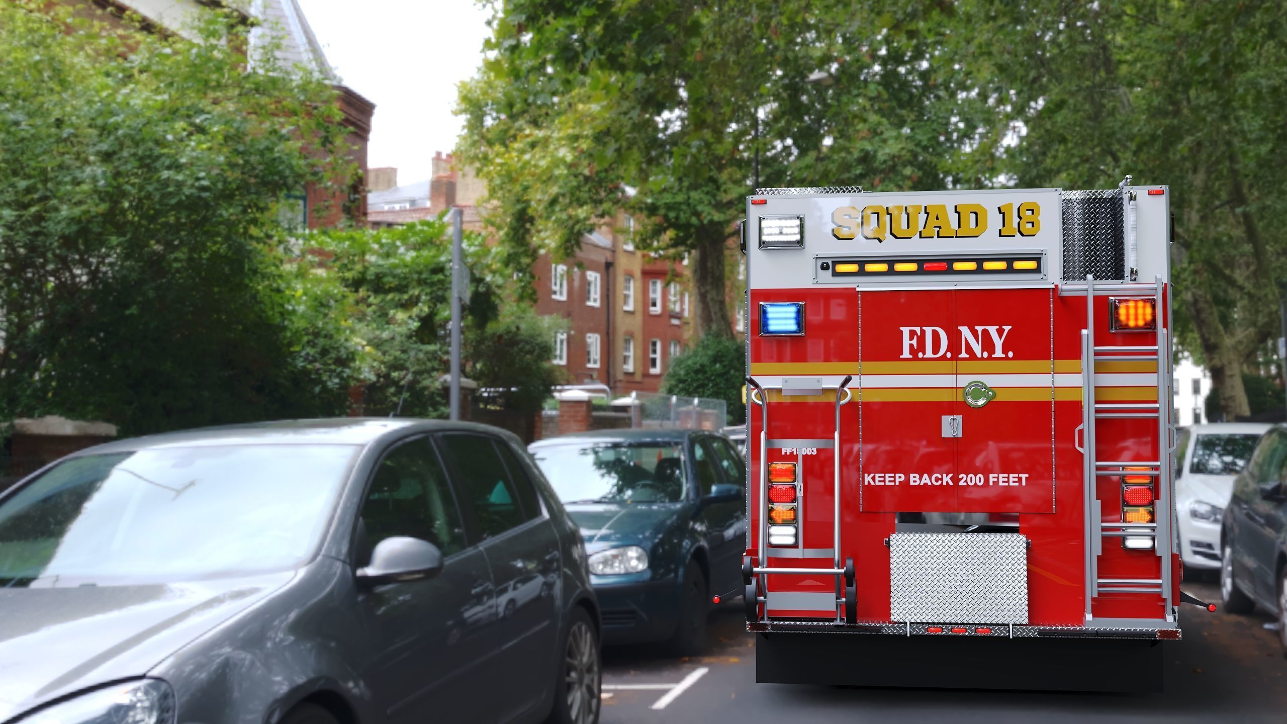 Fire Truck FDNY Squad Freightliner M2 106 Low-poly 3D model_26