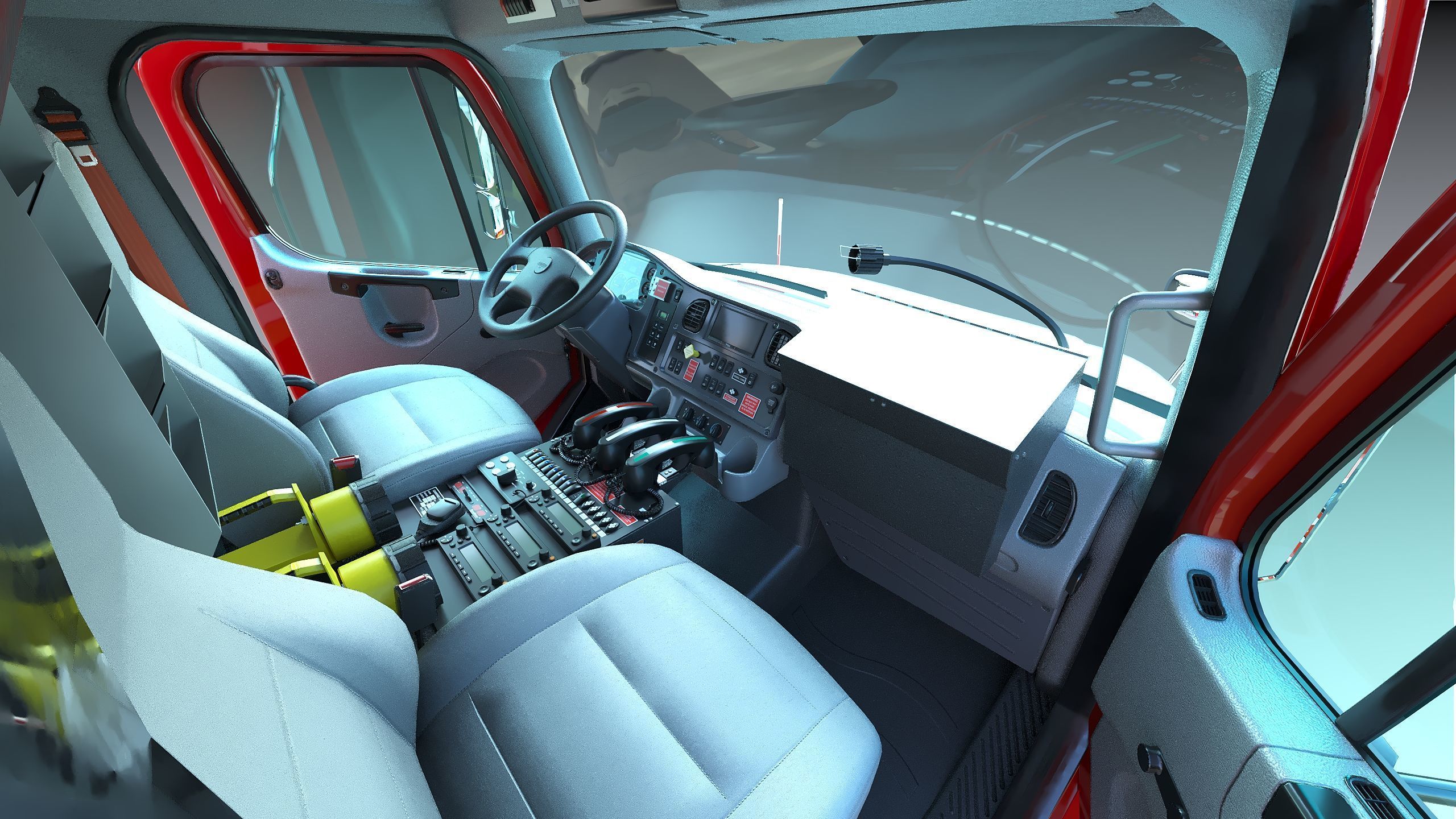 Fire Truck FDNY Squad Freightliner M2 106 Low-poly 3D model_20