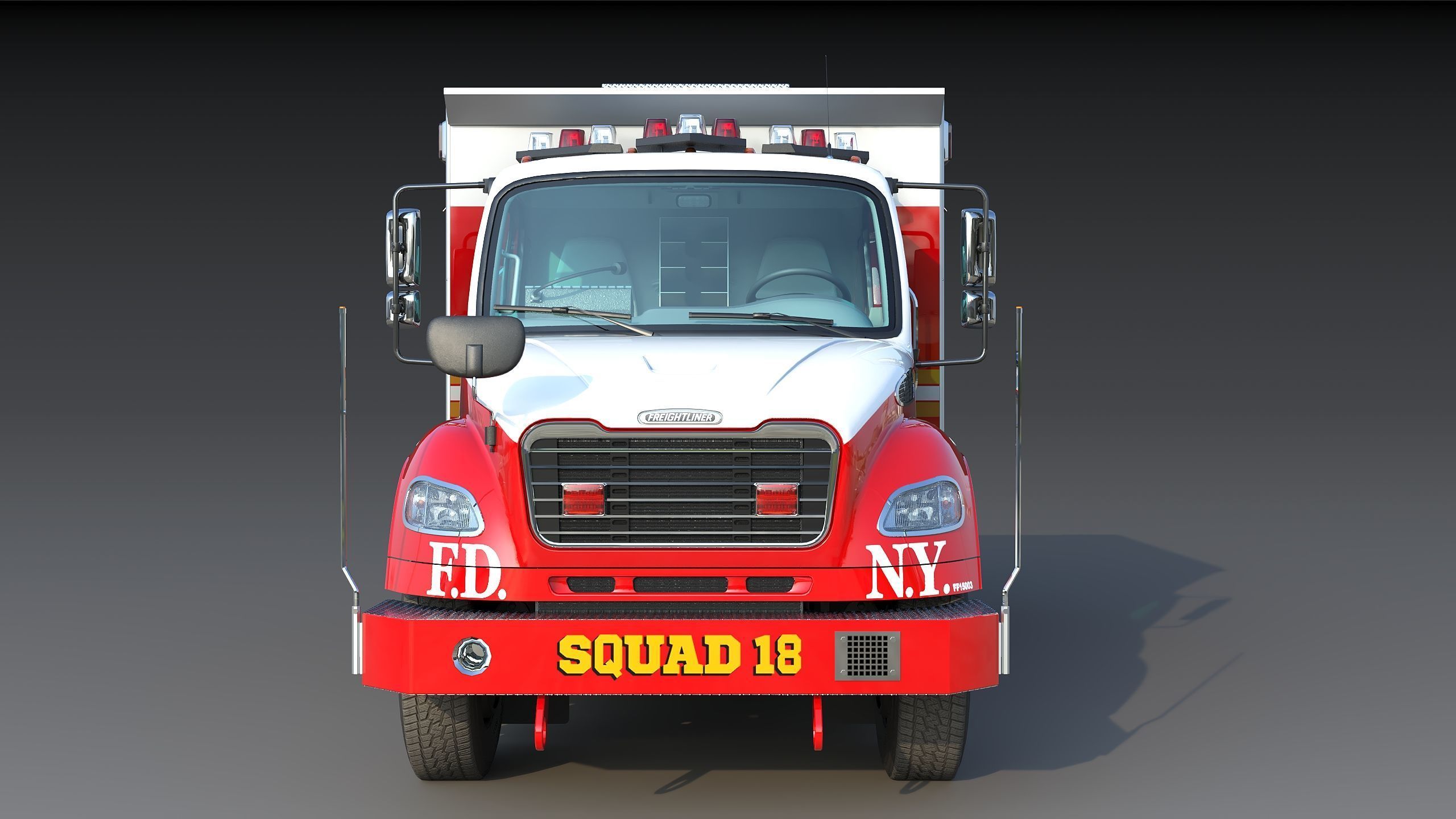 Fire Truck FDNY Squad Freightliner M2 106 Low-poly 3D model_11