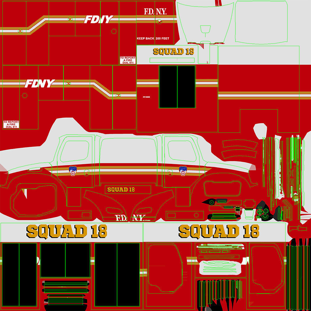 Fire Truck FDNY Squad Freightliner M2 106 Low-poly 3D model_54