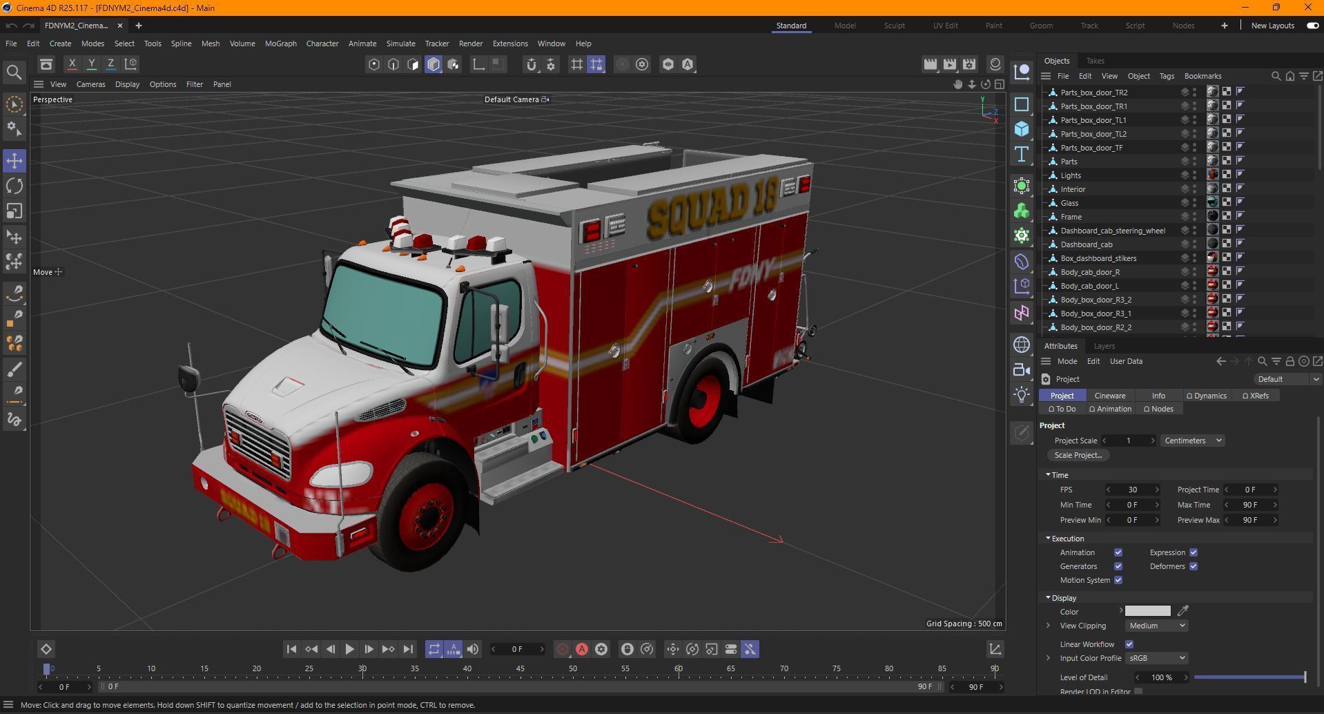 Fire Truck FDNY Squad Freightliner M2 106 Low-poly 3D model_49