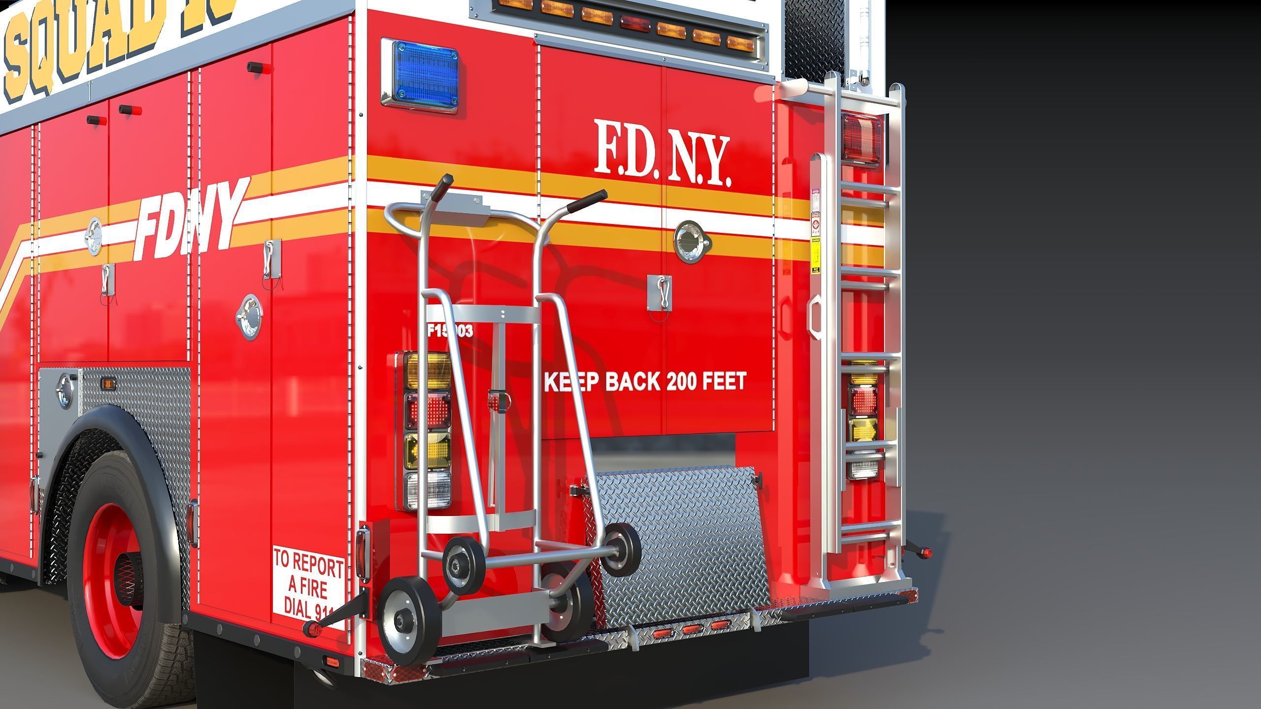 Fire Truck FDNY Squad Freightliner M2 106 Low-poly 3D model_24