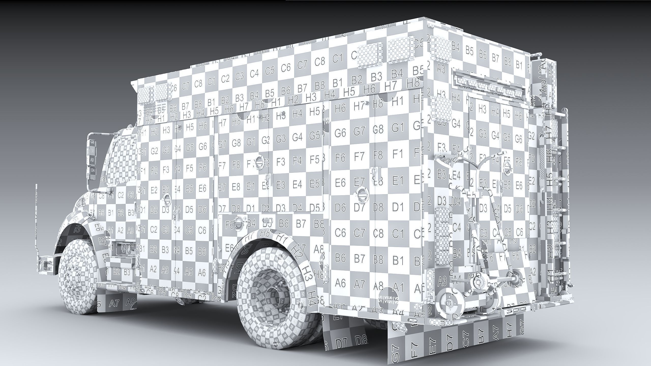 Fire Truck FDNY Squad Freightliner M2 106 Low-poly 3D model_29