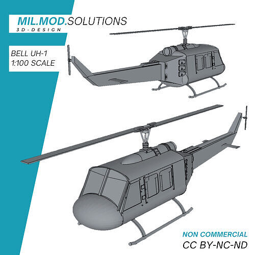 Bell UH 1 USA 3D print model