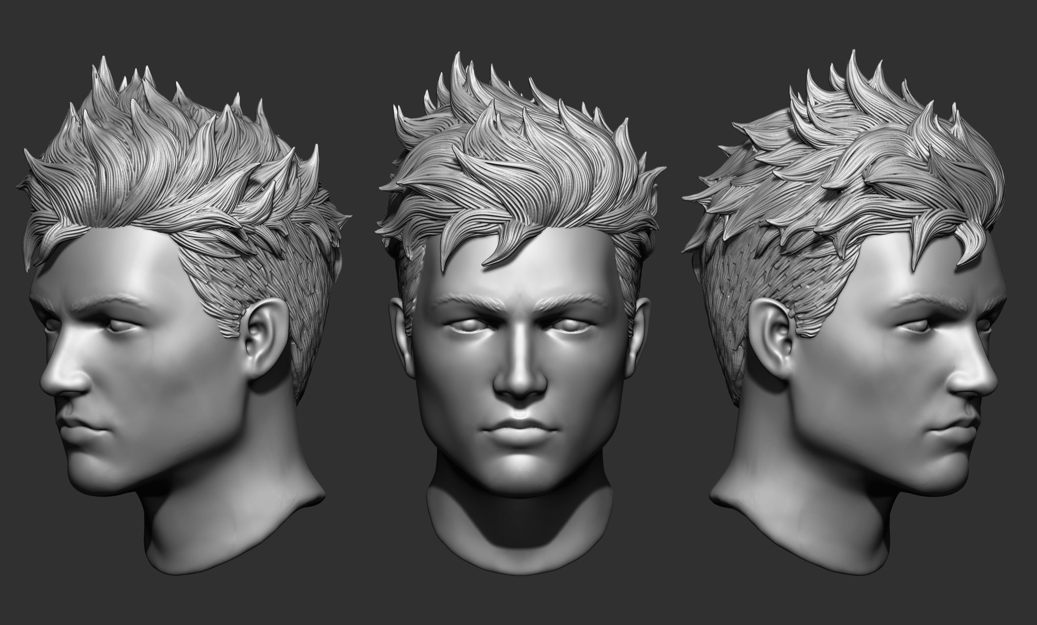 44 Male hair collection ZTL OBJ STL VOL 2 3D model_15