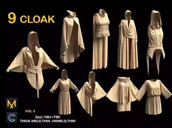 9 HOODED CLOAK 3D model