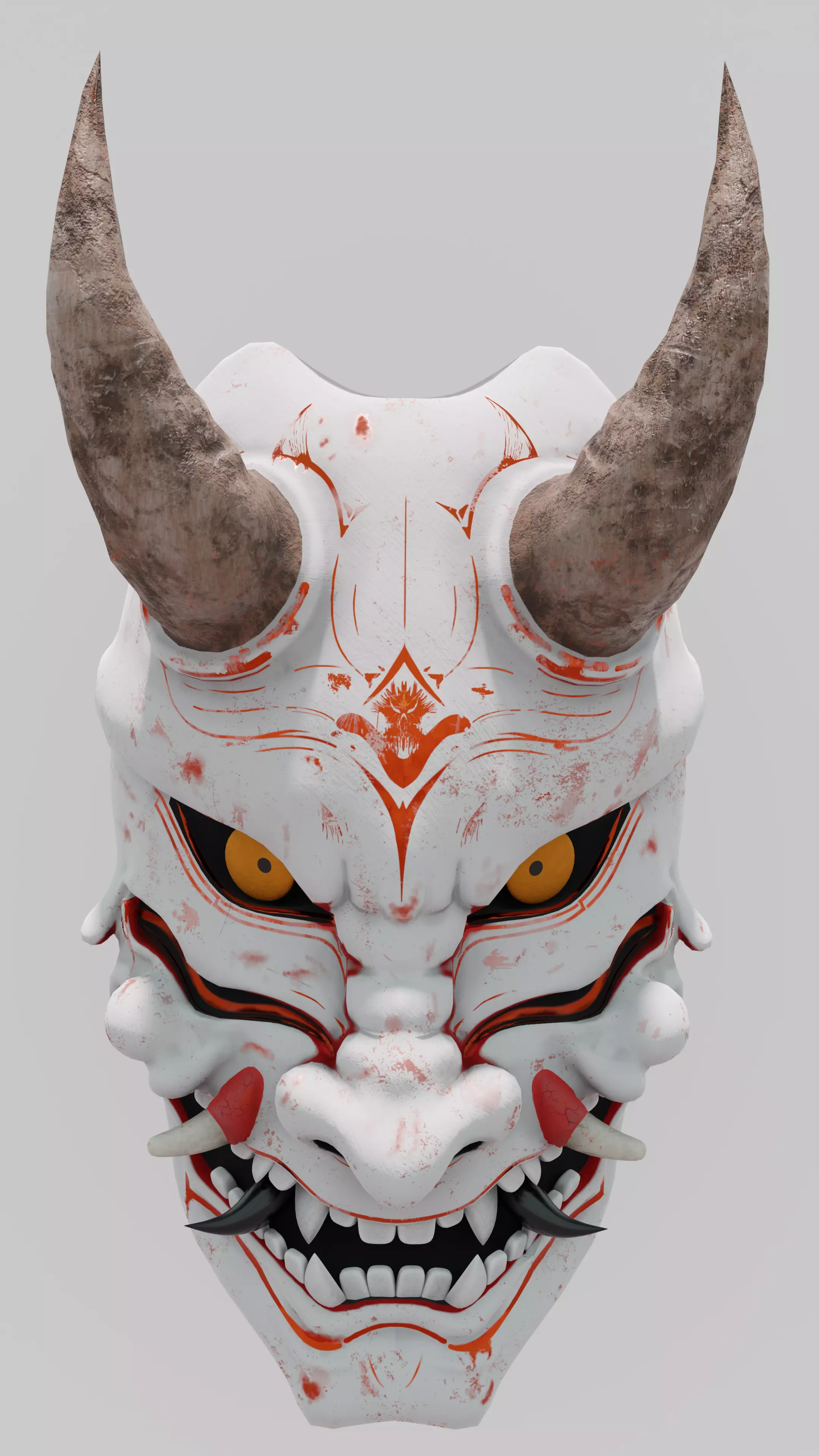 Japanese Oni mask Free low-poly 3D model