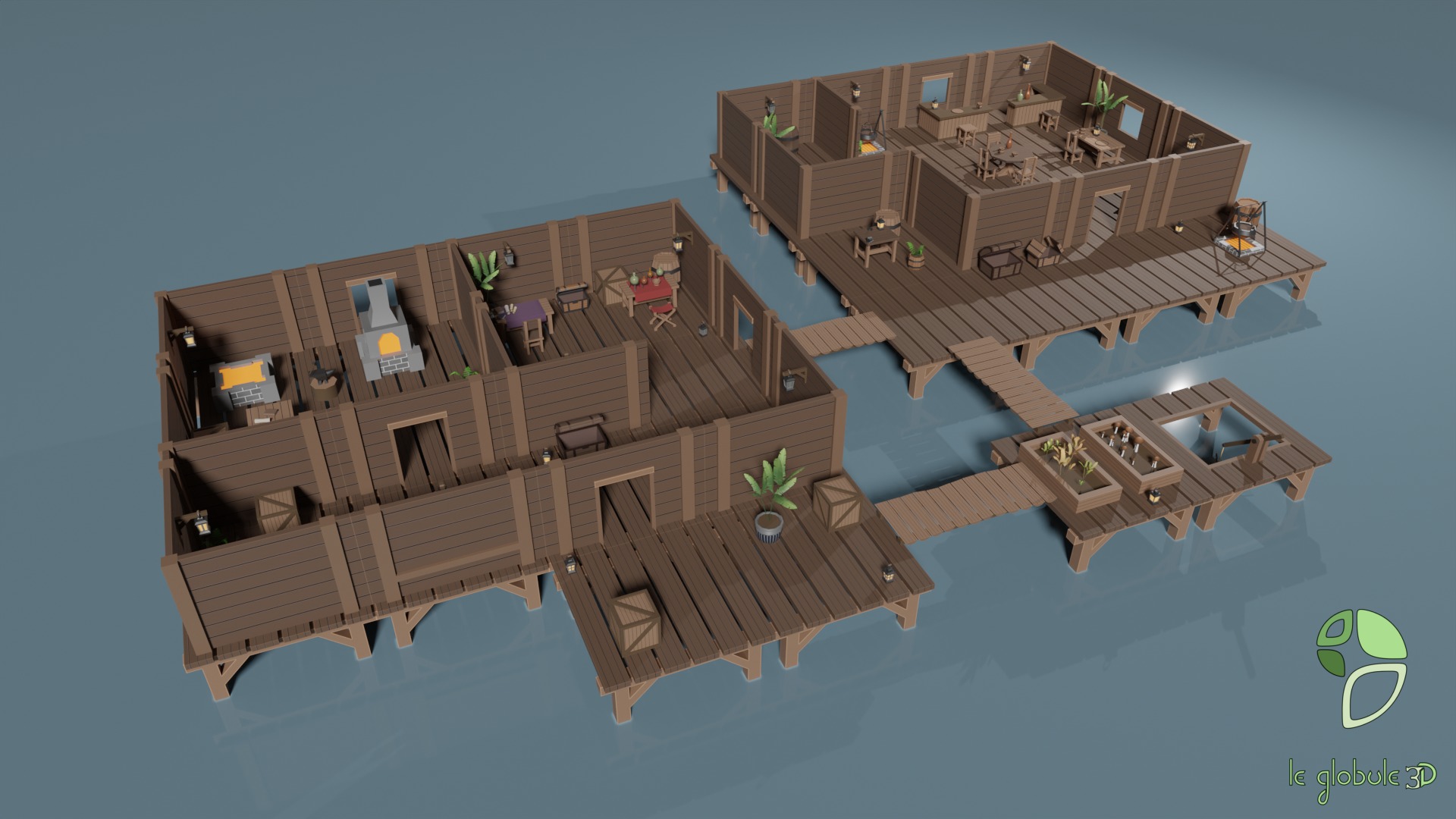 Sea Village Asset Pack Low-poly 3D model_3